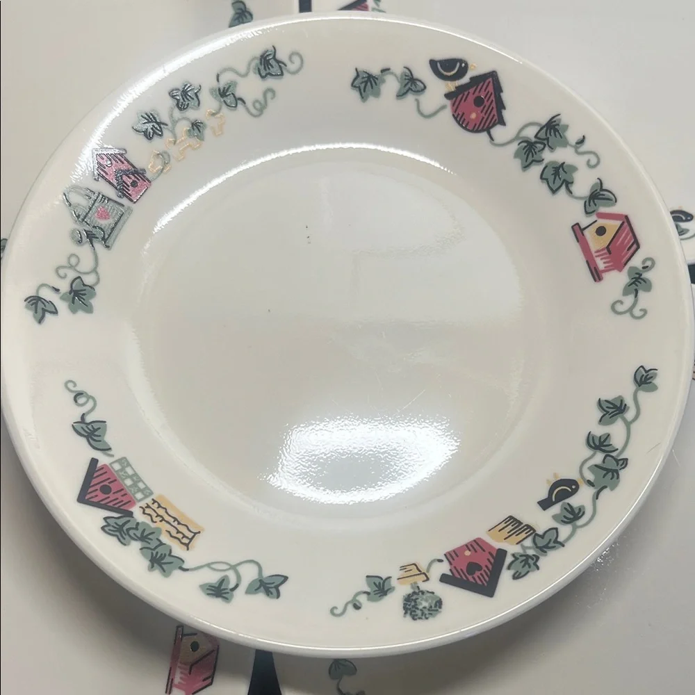 7” SET OF 5 Corelle salad plates. GARDEN HOME   Like new!!